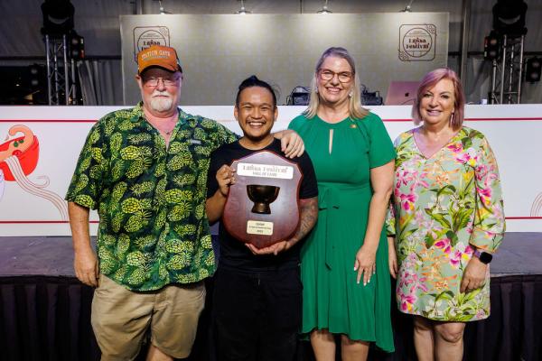 CHOW! team members posing with their Hall of Fame trophy with Minister Boothby and Minister Cahill